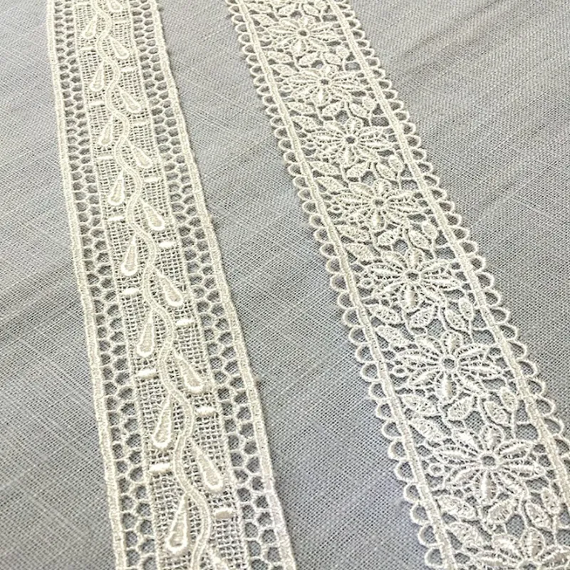 Fashion African French Embroidery Cotton/Polyester Lace Trim For Garments And Home Textile
