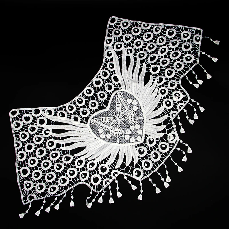 30cm Spring Style Embroidery Milk Yarn Butterfly Pattern Collar Lace with Tassels