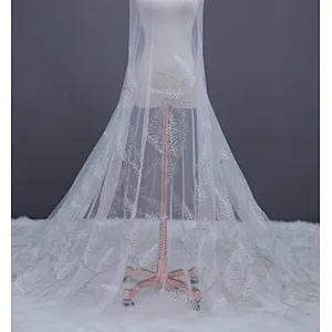 Wholesale Bridal Tulle Mesh Floral Embroidery Lace Fabric Curtain DIY Lace Fabric
