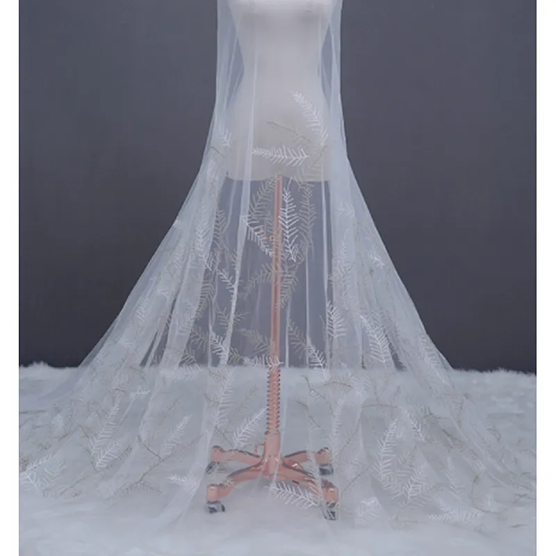 Wholesale Bridal Tulle Mesh Floral Embroidery Lace Fabric Curtain DIY Lace Fabric