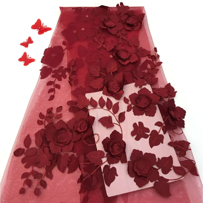 Bead Lace 2019 High Quality Mesh 3d Embroidered Applique Flower Embroidery Tulle Fabric