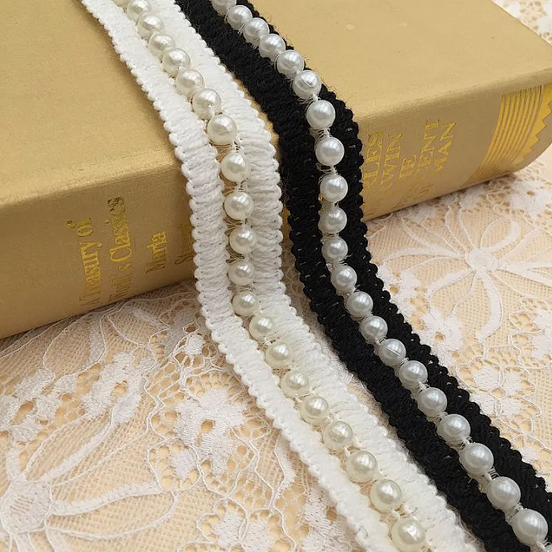 bulk 2.5cm woven lace acrylic yarn pearl ribbon lace trim