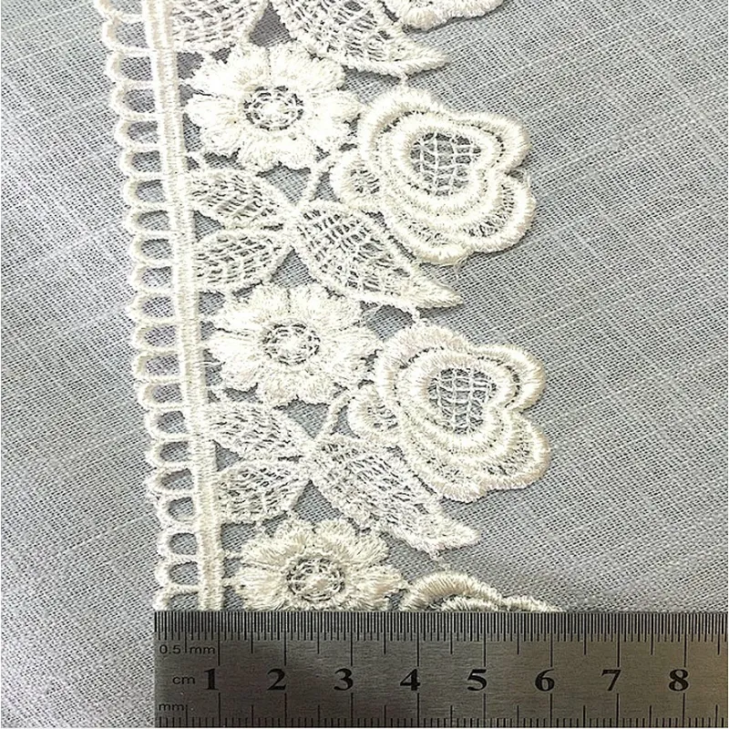OEM service african different types of polyester embroidery cotton lace trim
