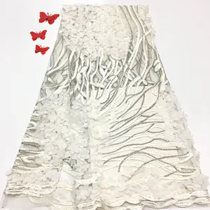 2019 Beautiful French Bridal Lace Fabric Embroidered French Lace Fabrics With Beads