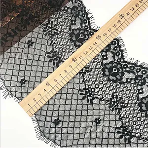 Fashion hot sale 17*300cm 100%  nylon french eyelash lace trim