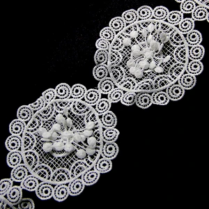 7.5cm  100% Polyester Chemical Embroidery Lace Fabric