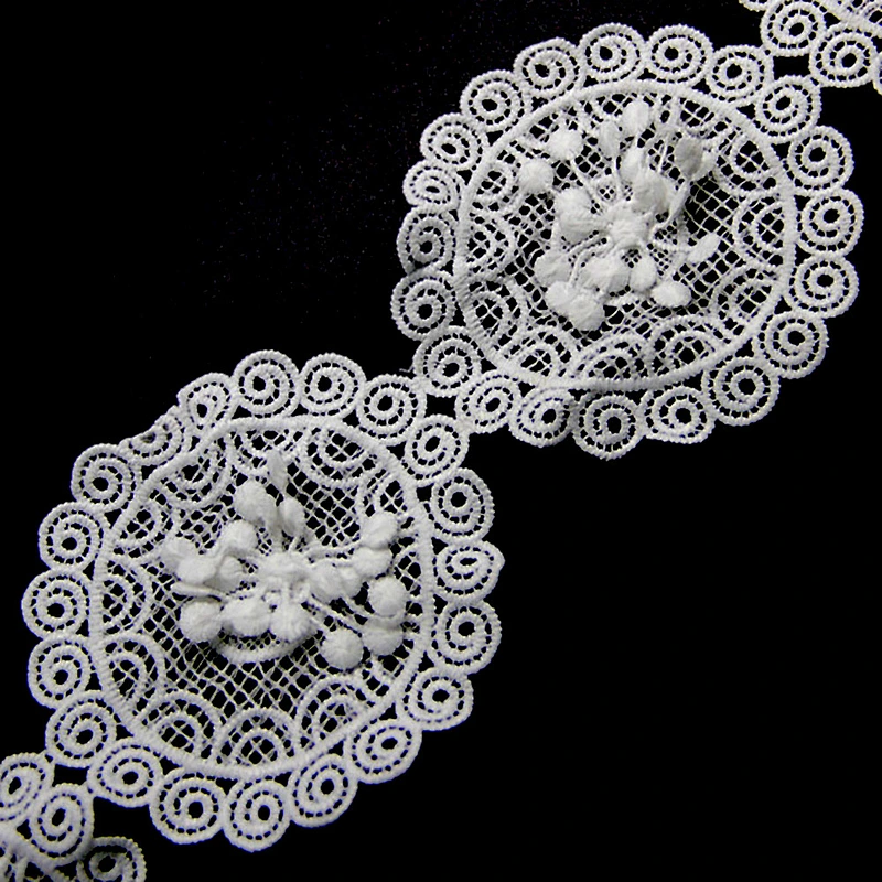 7.5cm  100% Polyester Chemical Embroidery Lace Fabric