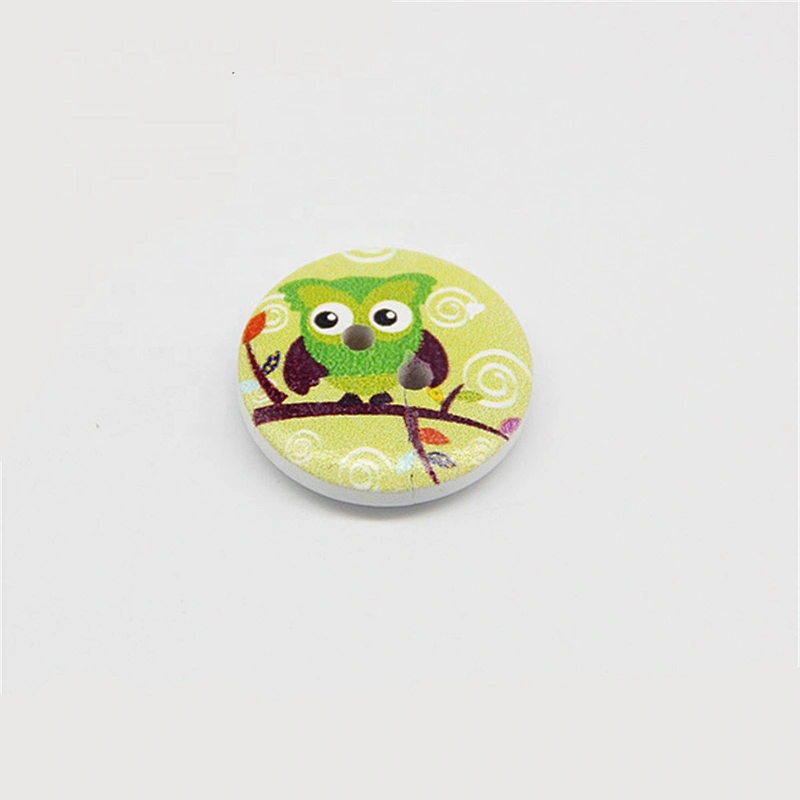 DIY clothing accessories colourful floral printed 4 holes wooden button