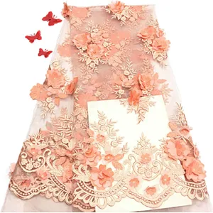 2019 high quality 3d lace fabric tulle embroidered fabric
