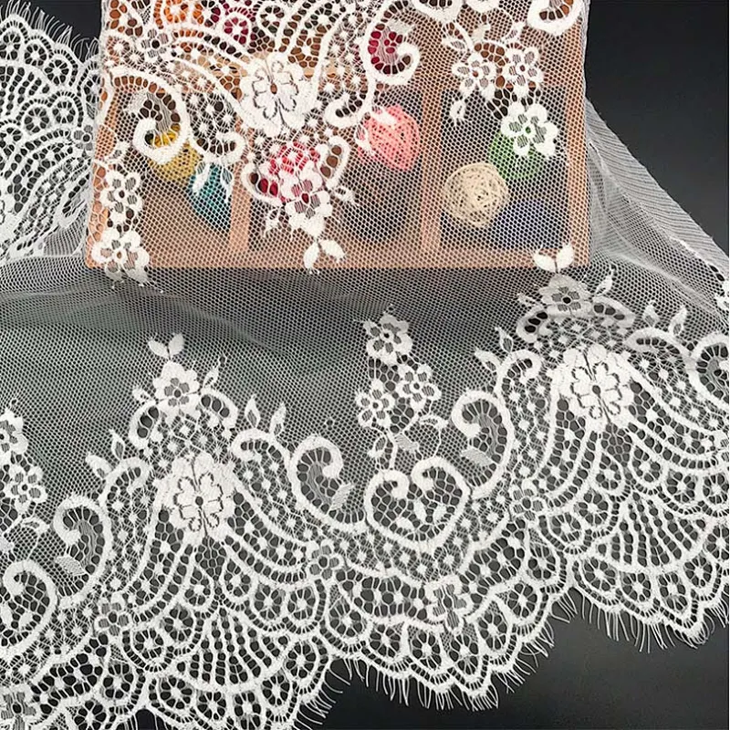 Fashion hot sale 38*300cm 100%  nylon french eyelash lace trim