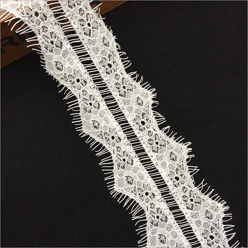 Fashion hot sale 8*300cm 100%  nylon french eyelash lace trim