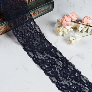 8cm Black Spandex Nylon Jacquard Lingerie Lace Trim