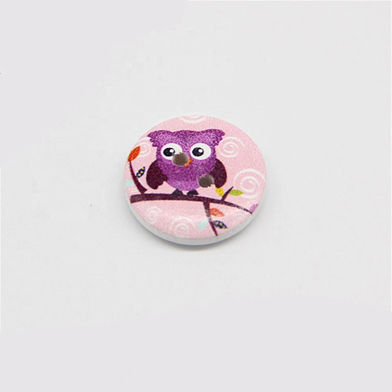 DIY clothing accessories colourful floral printed 4 holes wooden button