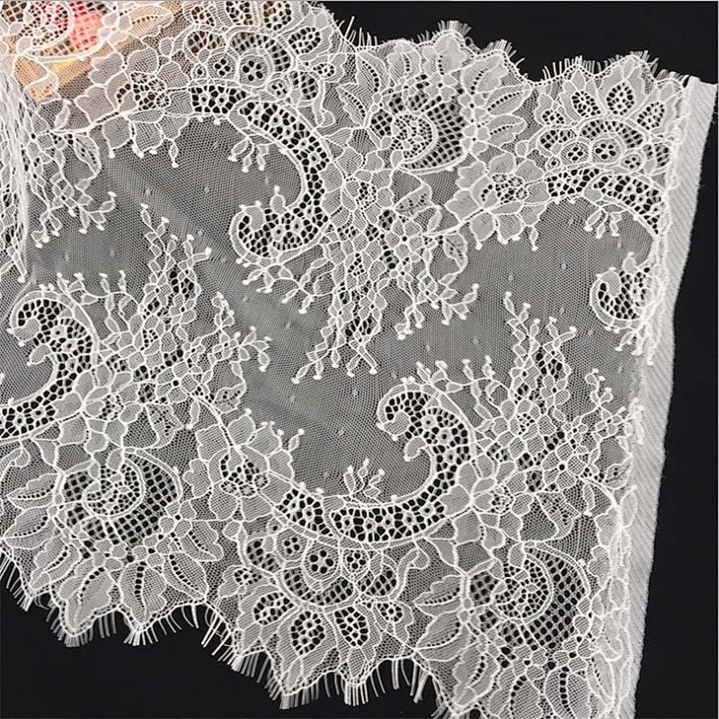 Fashion hot sale 35*300cm 100%  nylon french eyelash lace trim