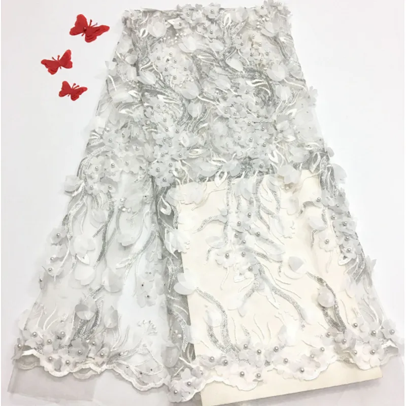 2019 best hot selling embroidery lace fabric beaded polyester embroidered fabric lace
