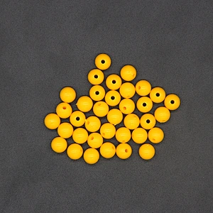 Yellow Color Spherical with a hole ABS plastic 7mm Pearl Beads