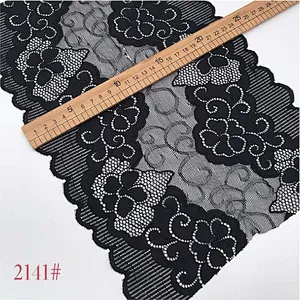 Fashion hot sale 22*300cm black&white french eyelash floral lemo lace