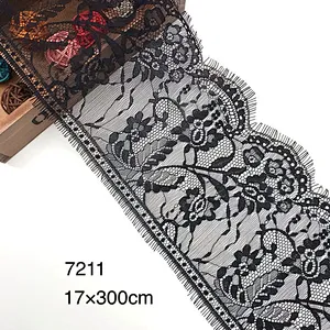 Fashion hot sale 17*300cm 100%  nylon french eyelash lace trim
