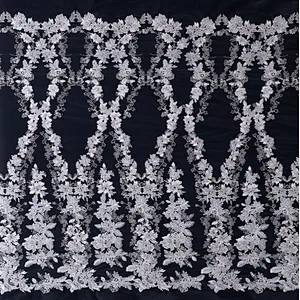 Factory Wholesale african 3D Embroidery mesh lace fabric for 2019 lady dress