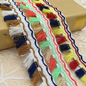 2.5cm high quality african  jacquard tassel woven lace ethnic style lace