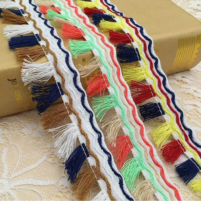2.5cm high quality african  jacquard tassel woven lace ethnic style lace
