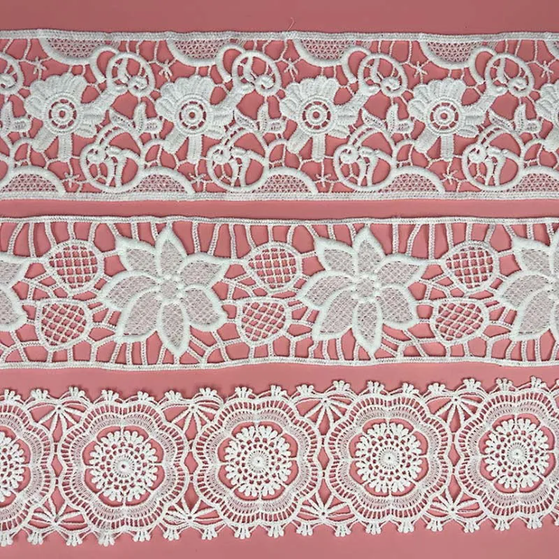Wholesale White Chemical Embroidered Lace African Lace for Garments