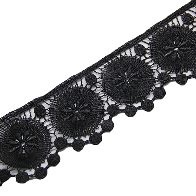 7.5cm  100% Polyester Chemical Embroidery African Lace Fabric