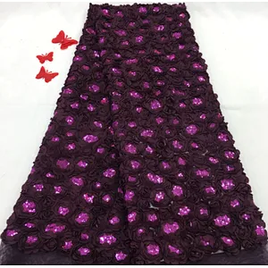 2019 rose three-dimensional French lace embroidery fabric wedding dress fabric