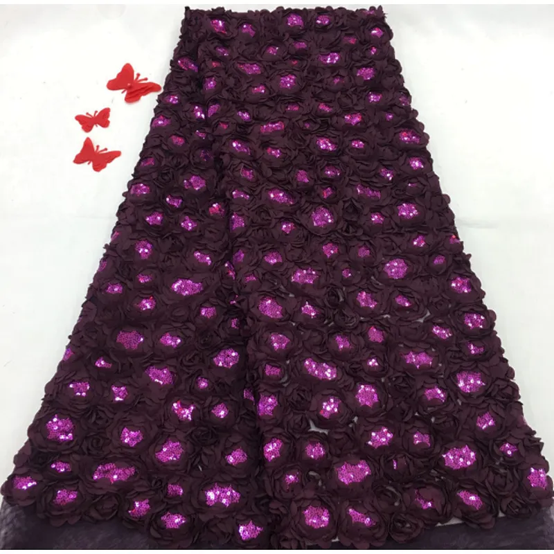 2019 rose three-dimensional French lace embroidery fabric wedding dress fabric
