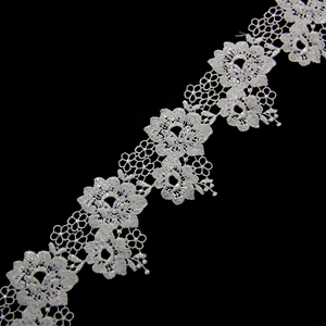 5cm White Floral Chemical Embroidery Lace Trim