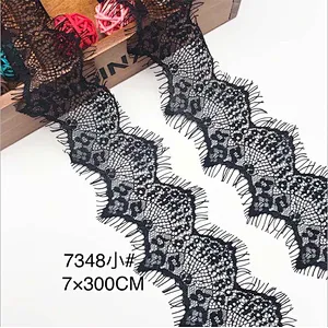 Fashion hot sale 7*300cm 100%  nylon french eyelash lace trim