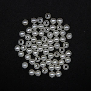 Silvery with one Hole Spherical 6mm Plastic ABS Pearl Beads