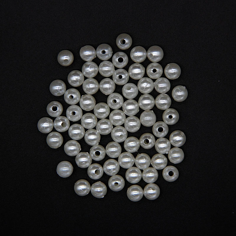 Silvery with one Hole Spherical 6mm Plastic ABS Pearl Beads