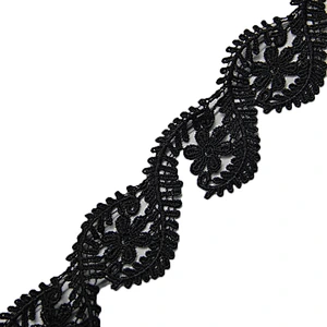 6.3cm  100% Polyester Chemical Embroidery Lace Trim