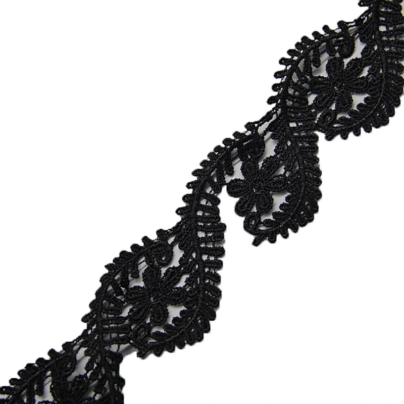 6.3cm  100% Polyester Chemical Embroidery Lace Trim