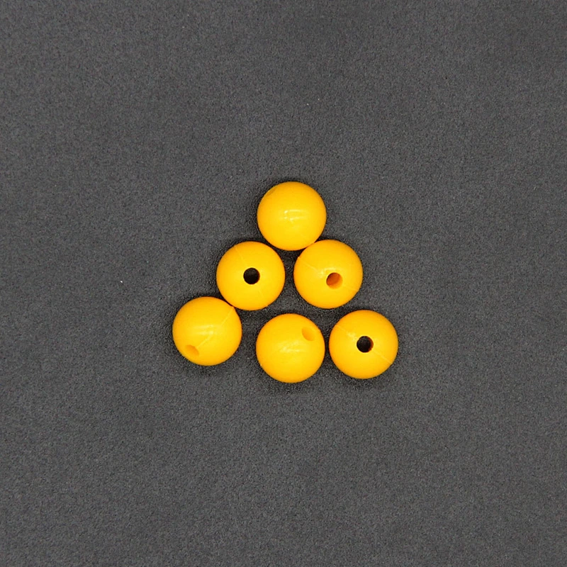 Yellow Color Spherical with a hole ABS plastic 7mm Pearl Beads