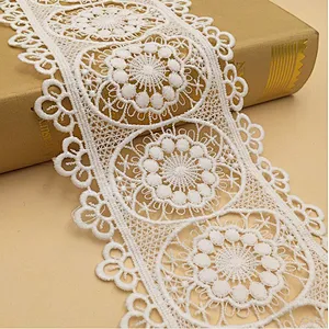african 9.5 cm polyester chemical hollow embroidery lace flower lace trim