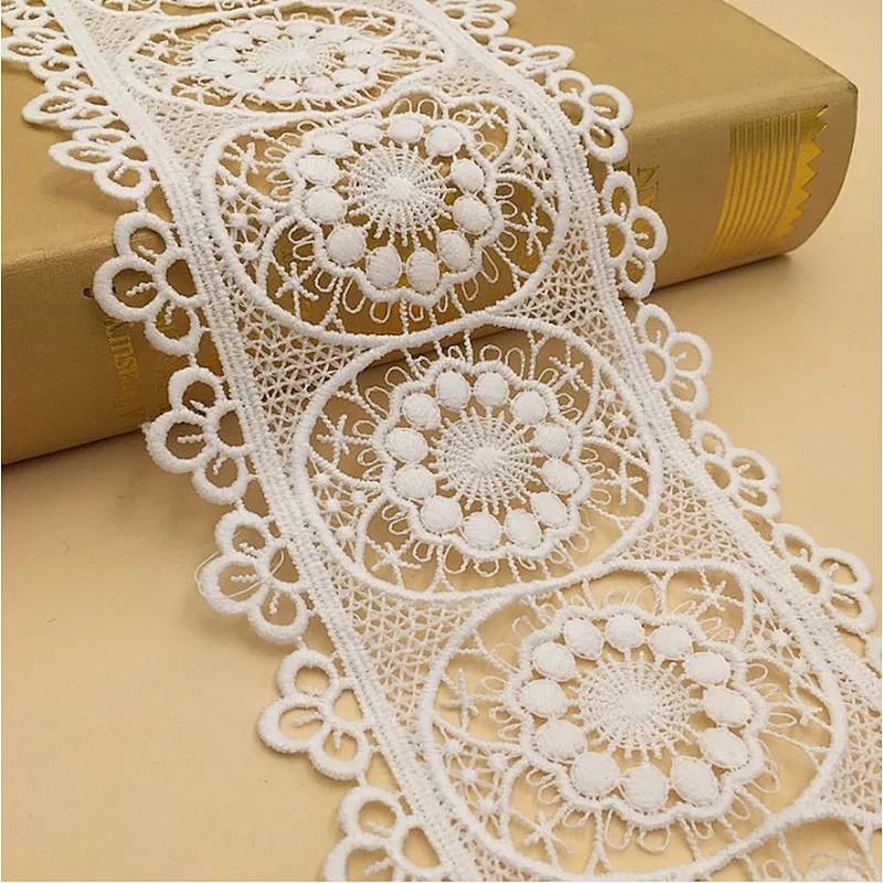 african 9.5 cm polyester chemical hollow embroidery lace flower lace trim