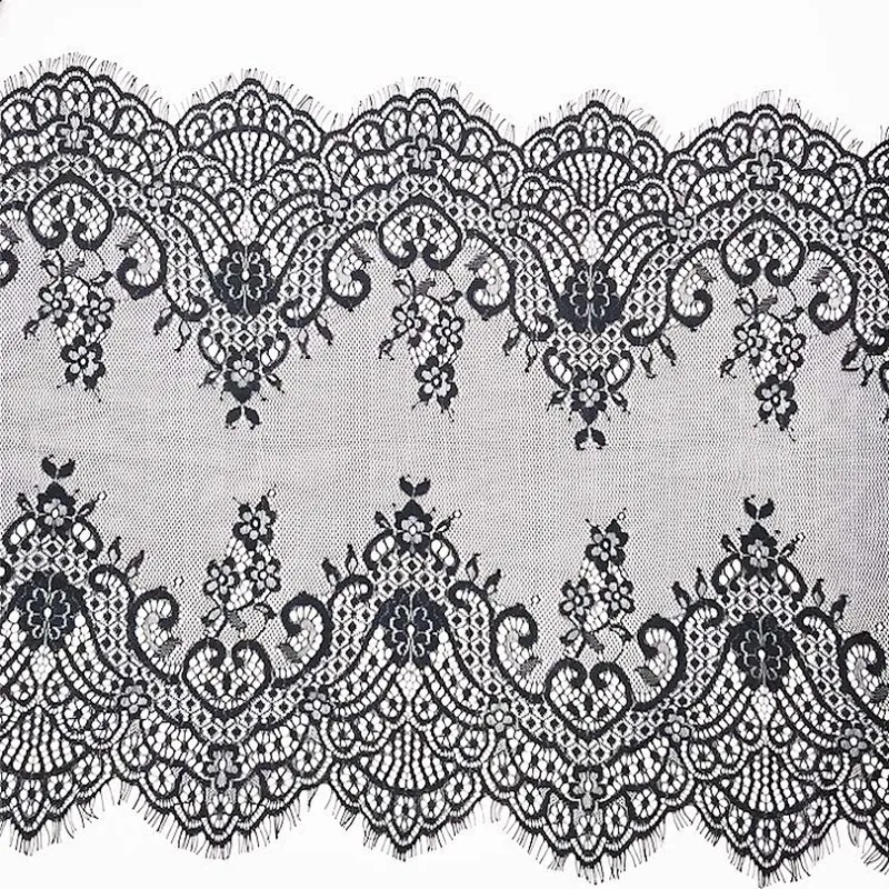 Fashion hot sale 38*300cm 100%  nylon french eyelash lace trim