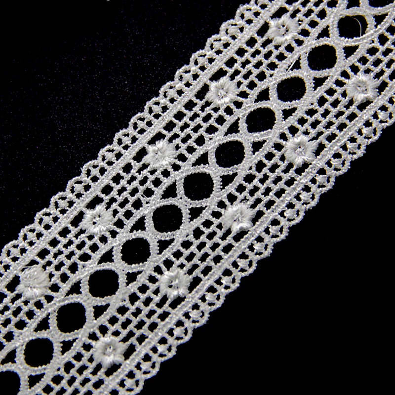 5.8cm  100% Polyester Chemical Embroidery Lace Dress Fabric