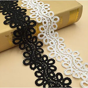 hot sale 4.5cm embroidered bridal lace trim water soluble embroidered chemical lace trimming embroidery lace for women