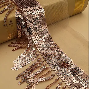 hot selling african polyester sequin bridal fashion tassel net lace fabric for women dress