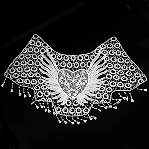 30cm Spring Style Embroidery Milk Yarn Butterfly Pattern Collar Lace with Tassels