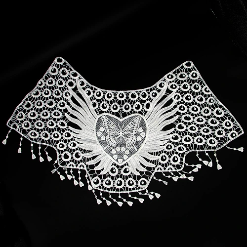 30cm Spring Style Embroidery Milk Yarn Butterfly Pattern Collar Lace with Tassels