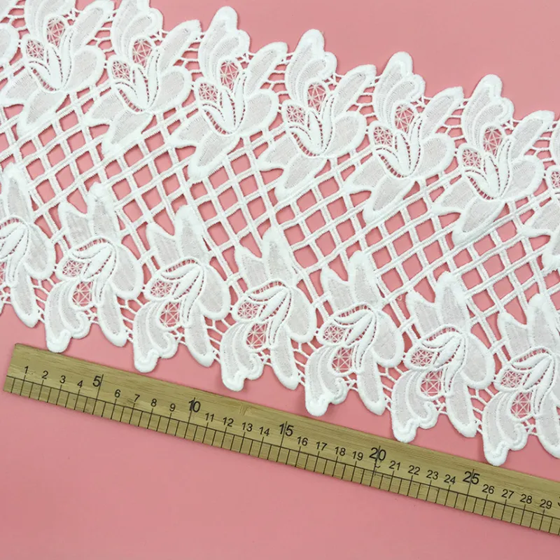 Best selling French double lace hollow milk side water soluble lace for wedding dress