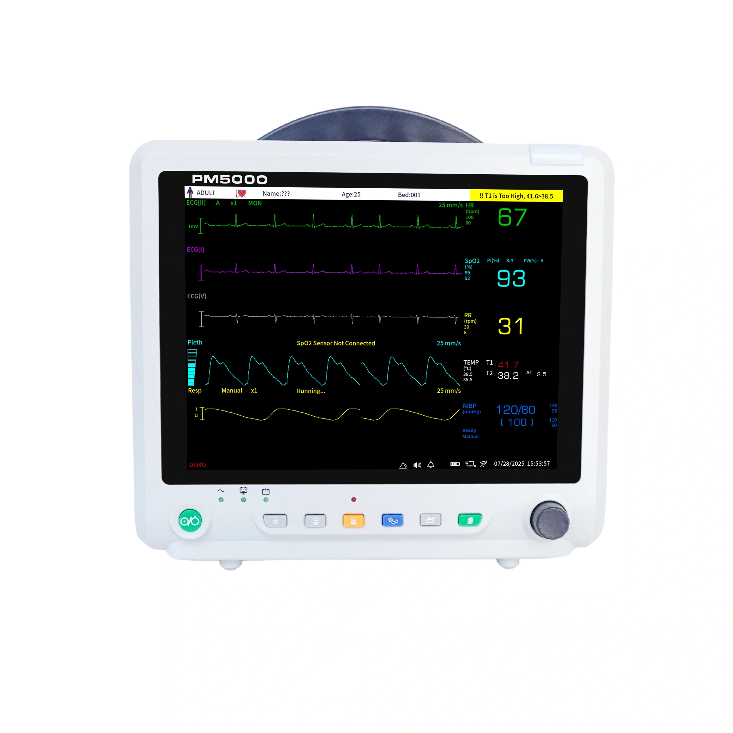 Dual-Battery Longevity PM5000 PATIENT MONITOR
