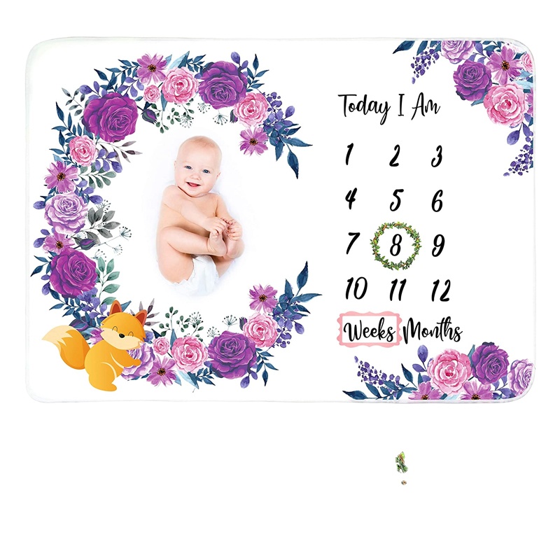 high quality photo panel baby monthly plain milestone blanket
