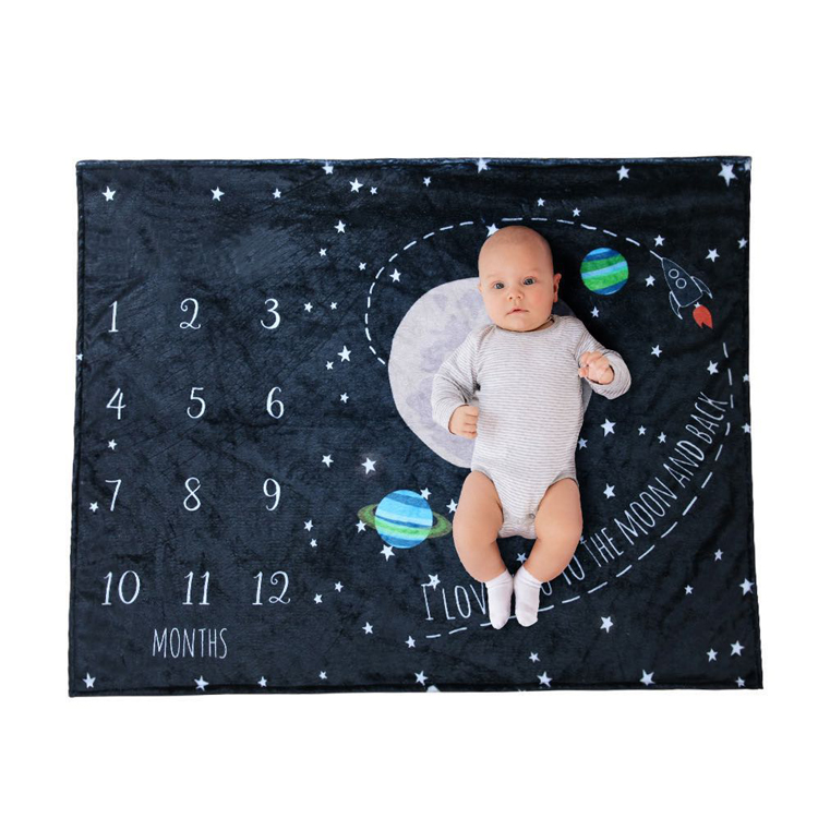 newborn double fleece baby monthly growth milestone moon blanket muslin photog girls