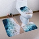 Bath Rug Set 3 Piece Bathroom Contour Rug Toilet Mat Sets Non Slip Microfiber Bath Shower Mat U-Shaped Toilet Rug Combo Set