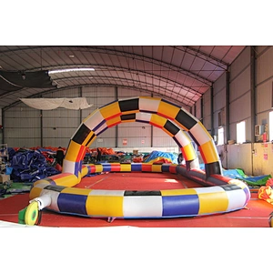 Amazing inflatable race track sport games, air go kart tunnels, scooter inflatable fields games for sale